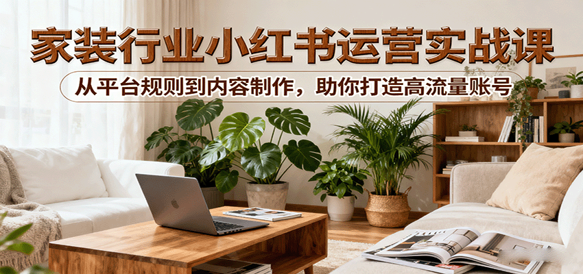 小红书家装行业运营实战课：从平台规则到内容制作，助你打造高流量账号-我爱发帖