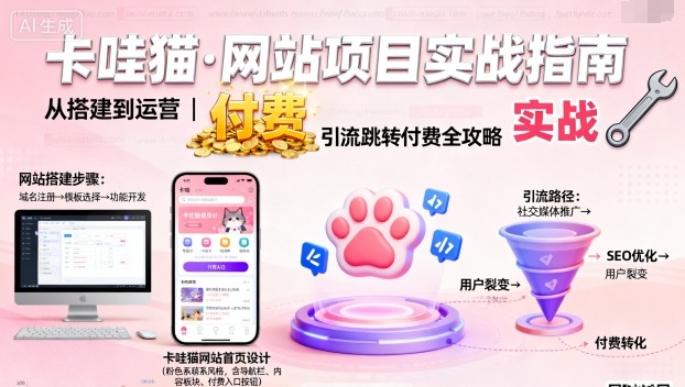 卡哇猫·网站项目，网站搭建与运营以及引流跳转付费-我爱发帖