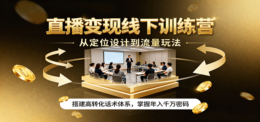 直播变现线下训练营，从定位设计到流量玩法，搭建高转化话术体系，掌握年入千万密码-我爱发帖