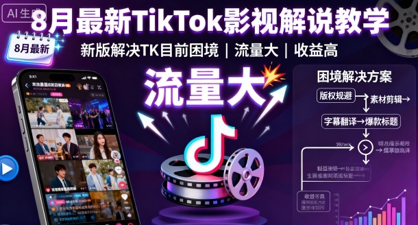 8月最新TikTok影视解说教学，新版解决TK目前困境，流量大，收益高-我爱发帖