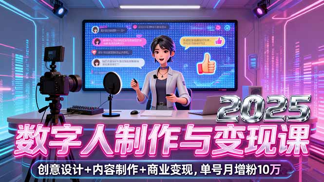 2025数字人制作与变现课，创意设计+内容制作+商业变现，单号月增粉10万+-我爱发帖