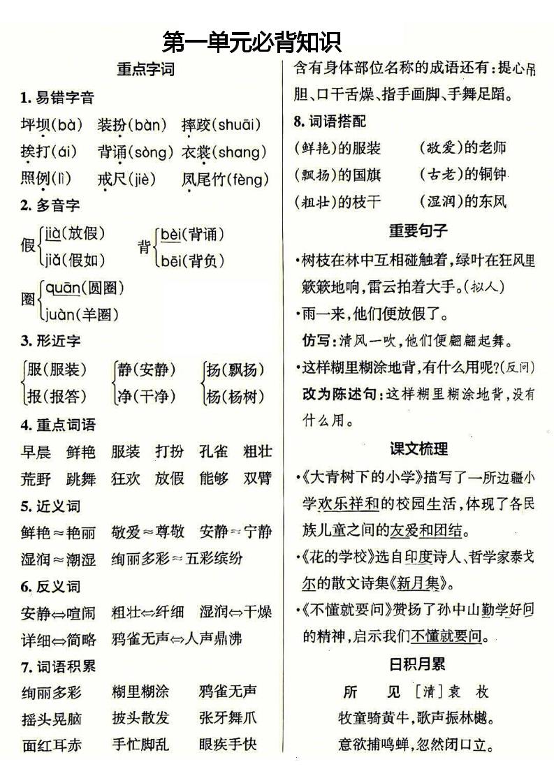 三年级上册语文必背-我爱发帖