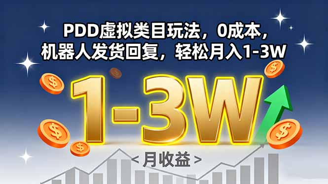 PDD虚拟类目玩法，0成本，机器人发货回复，轻松月入1-3W-我爱发帖