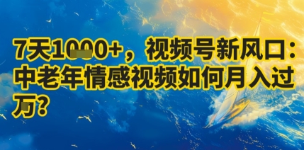 7天收益1k+，视频号新风口：中老年情感视频如何月入过W?-我爱发帖