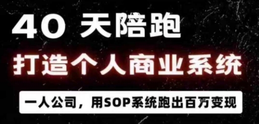 40天陪跑打造个人商业系统，一人公司，用SOP系统跑出百W变现-我爱发帖