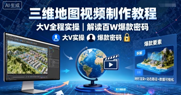 三维地图视频制作教程，大V全程实操，解读百W爆款密码-我爱发帖