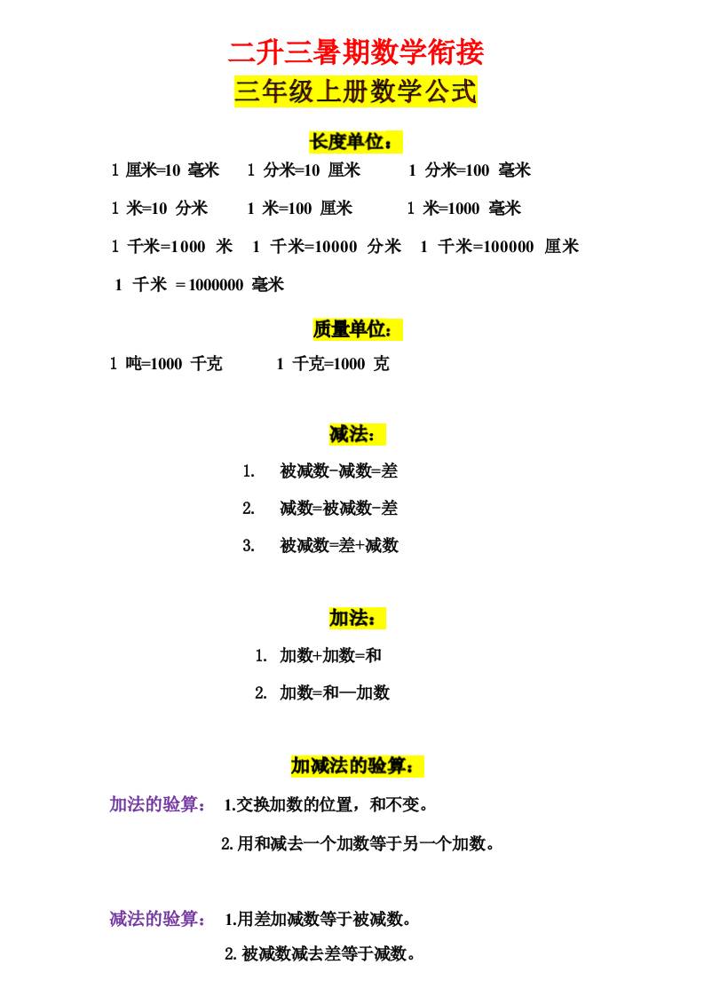 三年级上册数学公式-我爱发帖
