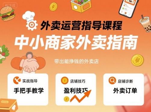 外卖运营指导课程，中小商家外卖指南，手把手带出能挣钱的外卖店-我爱发帖