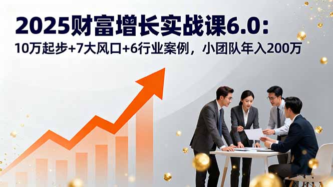 2025财富增长实战课6.0：10万起步+7大风口+6行业案例，小团队年入200万-我爱发帖