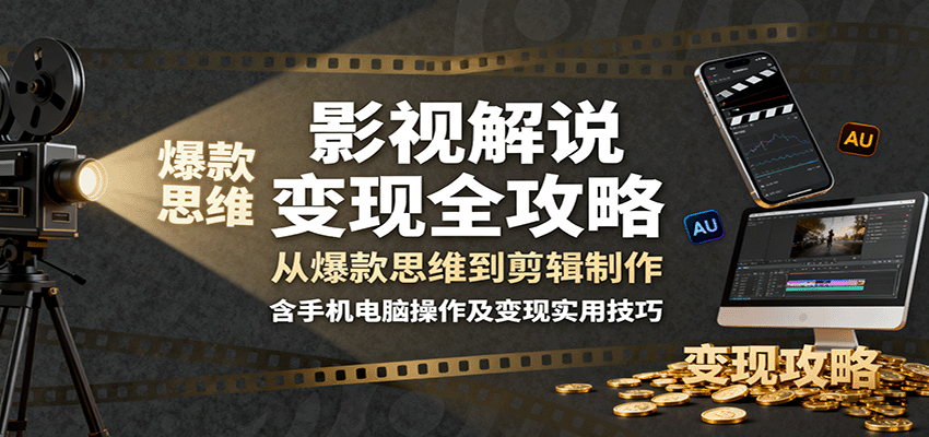 影视解说变现全攻略：从爆款思维到剪辑制作，含手机电脑操作及变现实用技巧-我爱发帖