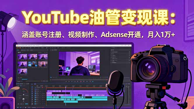2025YouTube油管变现课：涵盖账号注册、视频制作、Adsense开通，月入1万+-我爱发帖