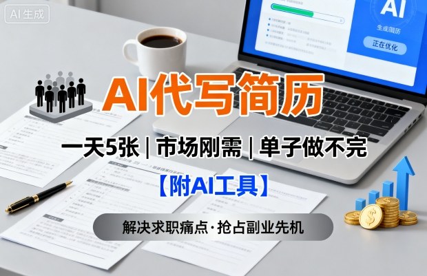 AI代写简历，一天5张，今年找工作难，市场刚需，单子做不完【附AI工具】-我爱发帖