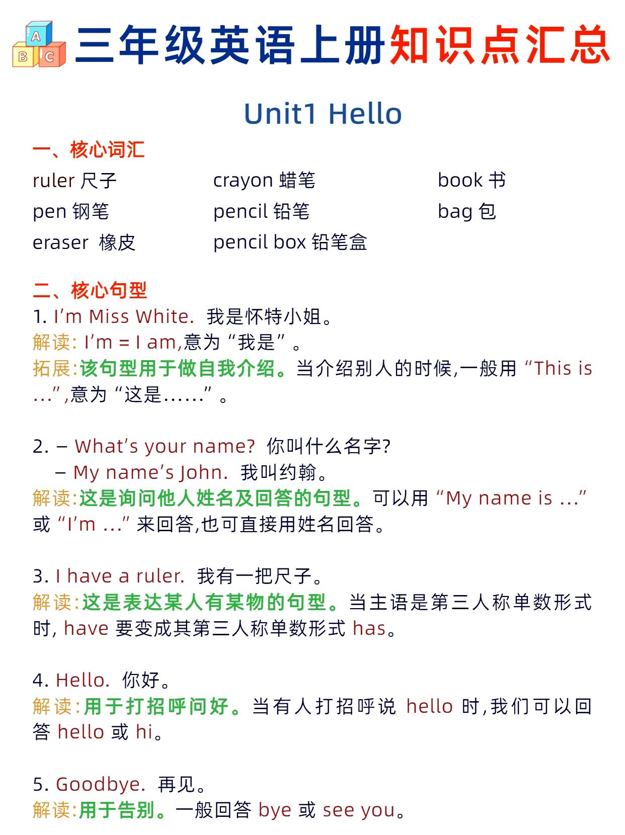三年级英语上册知识点汇总-我爱发帖