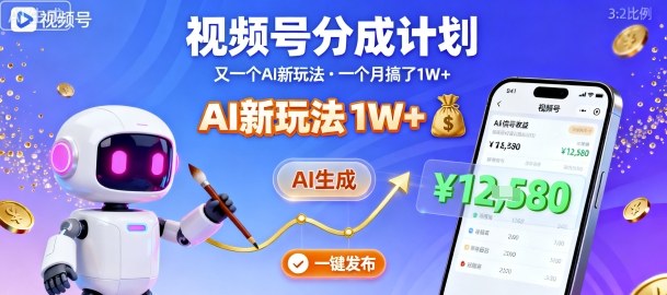 视频号分成计划：又一个AI新玩法，一个月搞了1W+，纯AI生成，一键发布即可-我爱发帖
