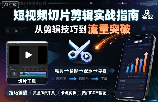 短视频切片剪辑实战指南，从剪辑技巧到流量突破-我爱发帖