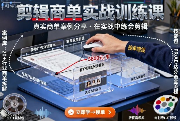 剪辑商单实战训练课，真实商单案例分享，在实战中练会剪辑-我爱发帖