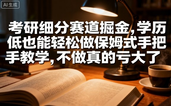 考研细分赛道掘金，日入1k+，学历低也能轻松做保姆式手把手教学，不做真的亏大了【揭秘】-我爱发帖