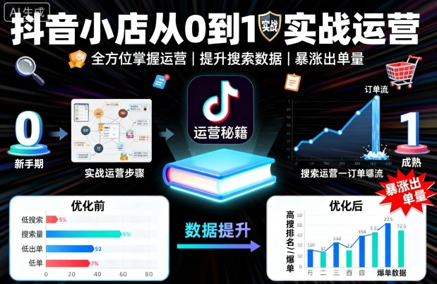抖音小店从0到1实战运营，帮你全方位掌握小店运营，提升搜索数据与出单量-我爱发帖