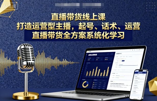 直播带货线上课，打造运营型主播，起号、话术、运营，直播带货全方案系统化学习-我爱发帖