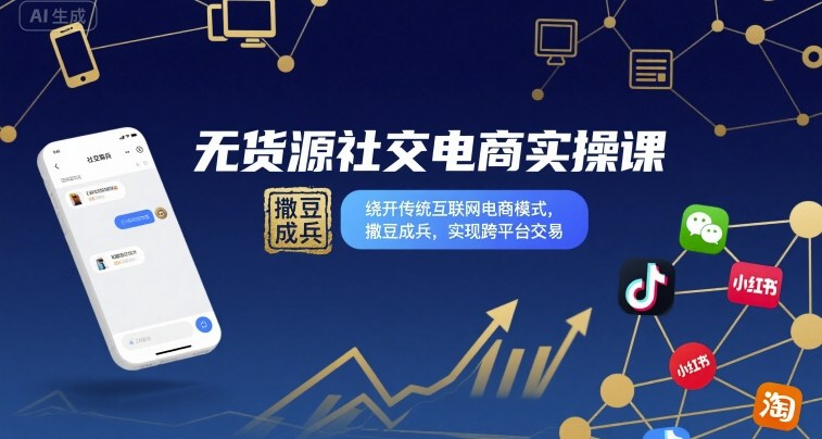 无货源社交电商实操课，绕开传统互联网电商模式，撒豆成兵，实现跨平台交易-我爱发帖