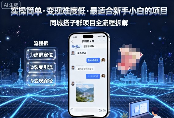 实操简单，变现难度低，最适合新手小白做的项目，每天轻松收入3张，同城搭子群项目全流程拆解-我爱发帖