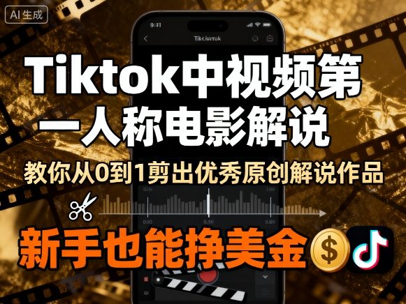 Tiktok中视频第一人称电影解说，教你从0到1剪出一个优秀的原创解说作品，新手也能挣美金-我爱发帖