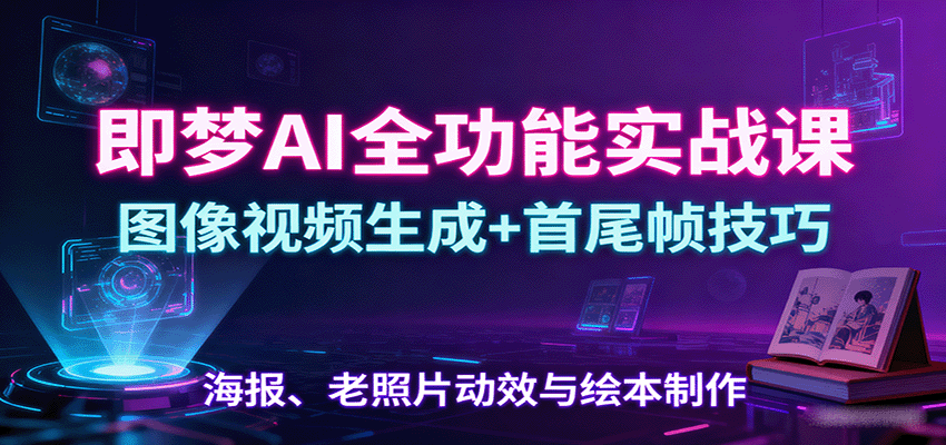 即梦AI全功能实战课：图像视频生成+首尾帧技巧，海报、老照片动效与绘本制作-我爱发帖