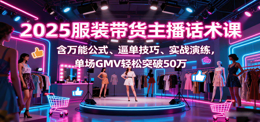 2025服装带货主播话术课，含万能公式、逼单技巧、实战演练，单场GMV轻松突破50万-我爱发帖