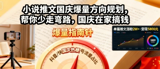 小说推文国庆爆量方向规划，帮你少走弯路，国庆在家搞钱-我爱发帖