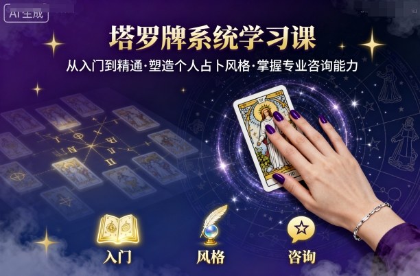 塔罗牌系统学习课，助你从入门到精通，塑造个人占卜风格，掌握专业咨询能力-我爱发帖
