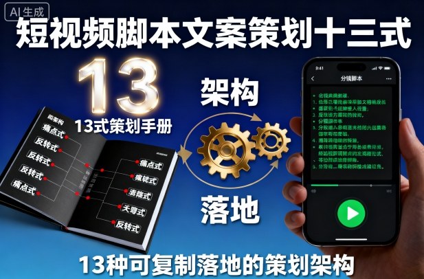 短视频脚本文案策划十三式，13种可复制落地的策划架构-我爱发帖