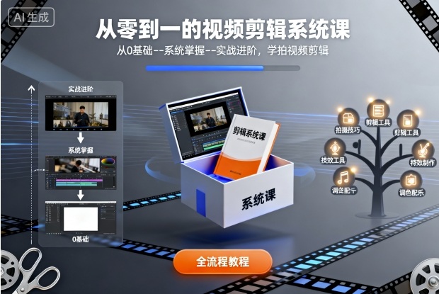 从零到一的视频剪辑系统课，从0基础–系统掌握–实战进阶，学拍视频剪辑-我爱发帖