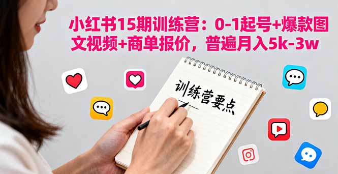小红书15期训练营：0-1起号+爆款图文视频+商单报价，普遍月入5k-3w-我爱发帖