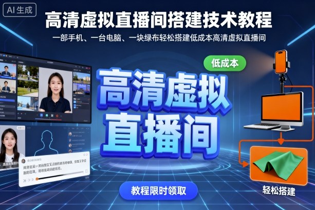 高清虚拟直播间搭建技术教程，一部手机、一台电脑、一块绿布轻松搭建低成本高清虚拟直播间-我爱发帖