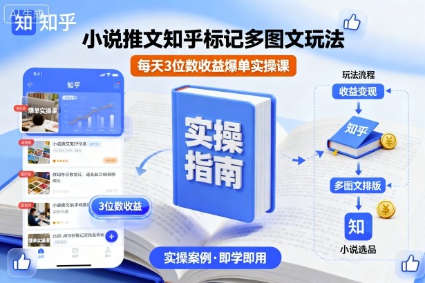 小说推文知乎标记多图文玩法，每天3位数收益爆单实操课-我爱发帖