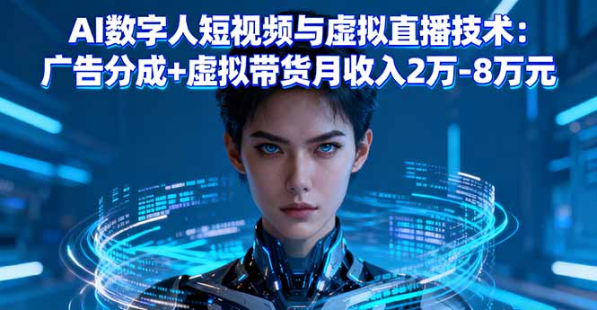 AI数字人短视频与虚拟直播技术：广告分成+虚拟带货月收入2万-8万元-我爱发帖