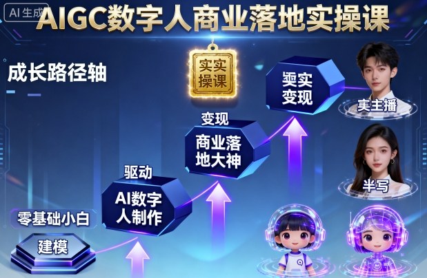 AIGC数字人商业落地实操课，从零基础小白到AI数字人大神-我爱发帖