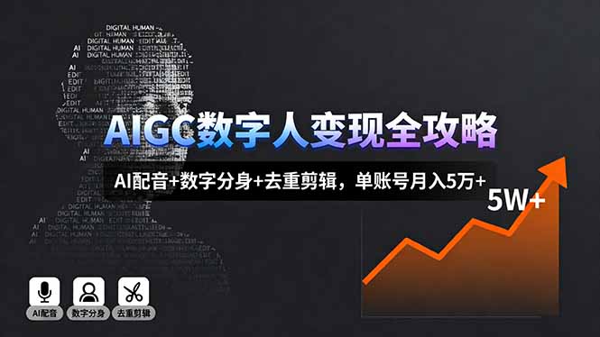 AIGC数字人变现全攻略，AI配音+数字分身+去重剪辑，单账号月入5万+-我爱发帖