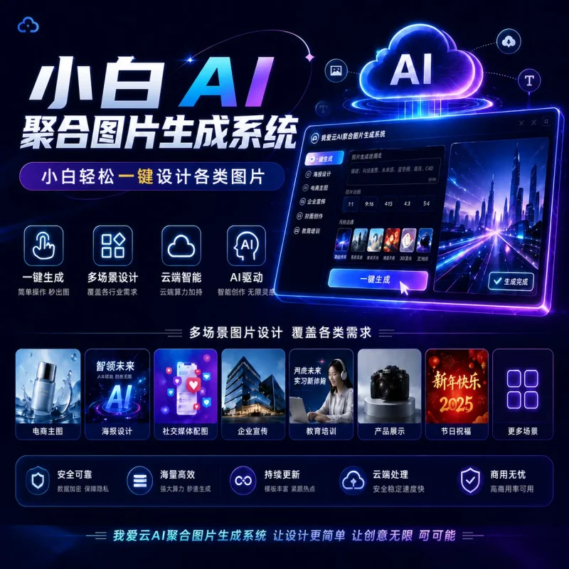 小白 AI 聚合图片生成系统,小白也能一键出片!AI 聚合图片生成系统,搞定全场景设计-我爱发帖