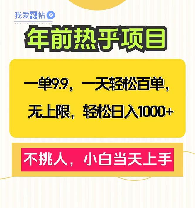 一单9.9，一天百单无上限，不挑人，小白当天上手，轻松日入1000+-我爱发帖