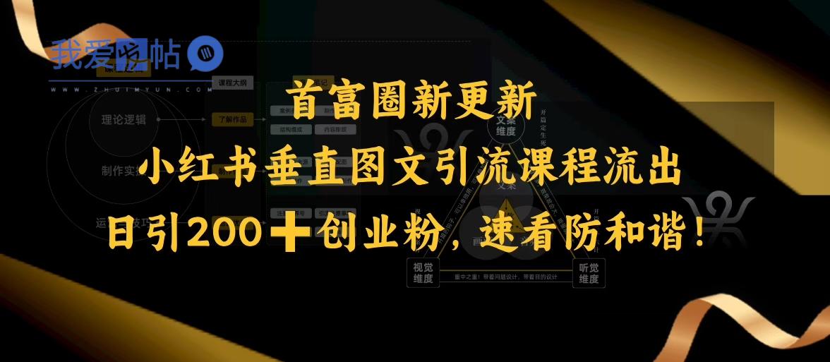 小红书垂直图文引流课程流出，日引200+创业粉，速看防和谐-我爱发帖