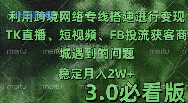 利用跨境电商网络及搭建TK直播、短视频、FB投流获客以及商城遇到的问题进行变现3.0必看版【揭秘】-我爱发帖
