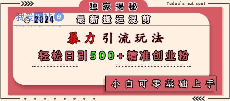 最新搬运混剪暴力引流玩法，轻松日引500+精准创业粉，小白可零基础上手-我爱发帖