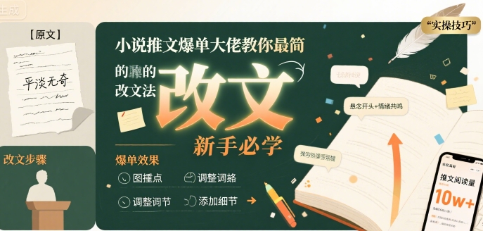 小说推文爆单大佬教你最简单的改文方法实操课，新手必学-我爱发帖