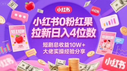 小红书0粉红果短剧拉新日入4位，数短剧总收益10W+大佬实操经验分享-我爱发帖