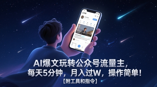 AI爆文玩转公众号流量主，每天5分钟，月入过W，操作简单！【附工具和指令】-我爱发帖