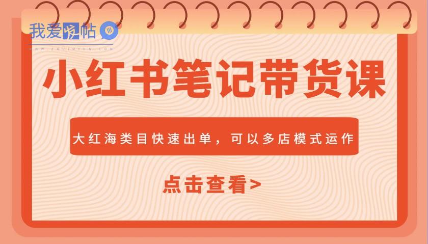 小红书笔记带货课，大红海类目快速出单，市场大，可以多店模式运作-我爱发帖