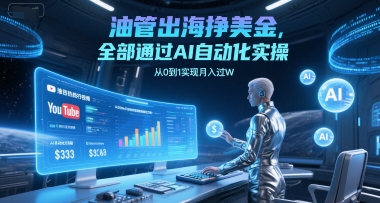 油管出海挣美金，全部通过AI自动化实操，从0到1实现月入过W-我爱发帖