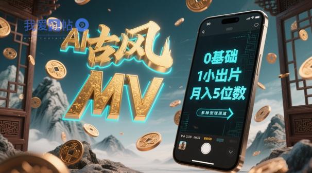AI一键生成古风音乐MV，0剪辑基础1小时出片，多种变现渠道，一部手机月入5位数-我爱发帖
