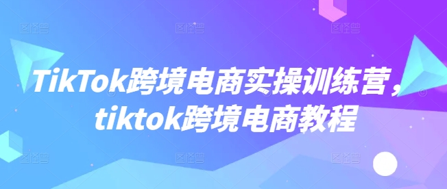 TikTok跨境电商实操训练营，tiktok跨境电商教程-我爱发帖